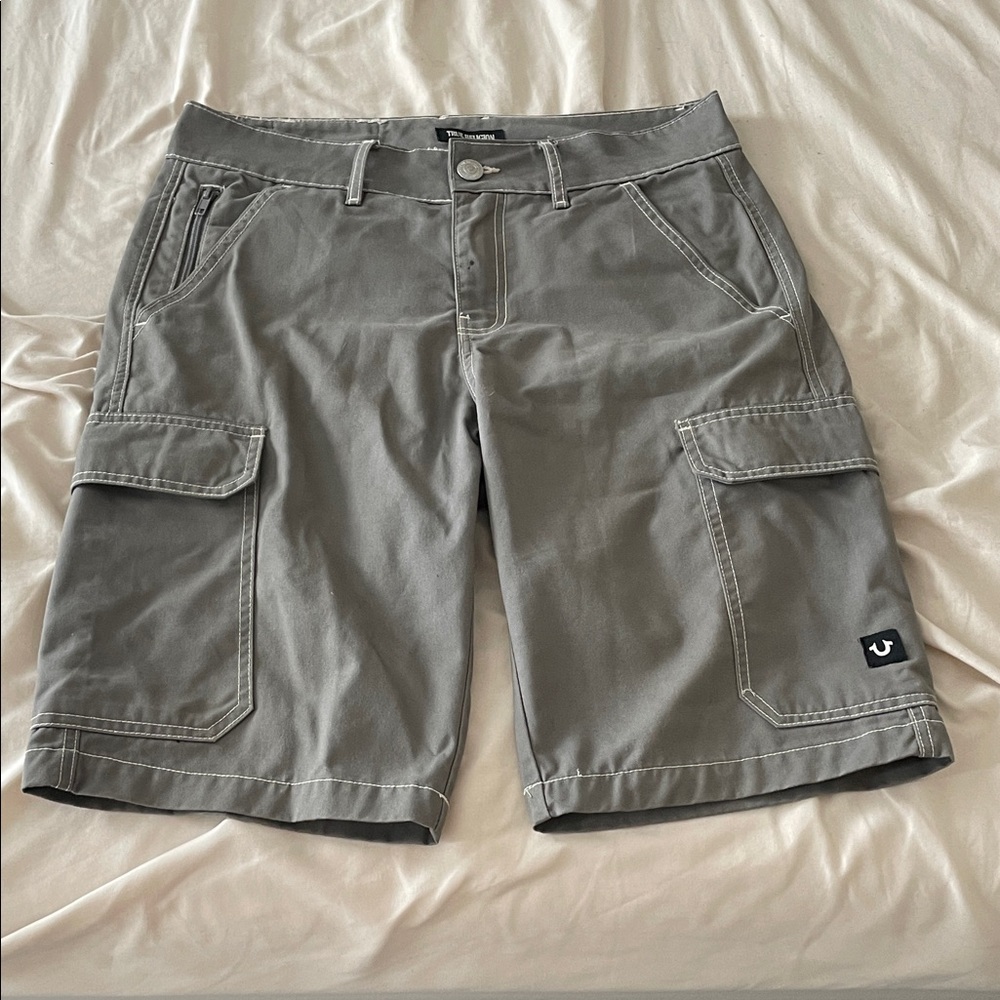True Religion Gray Cargo Shorts